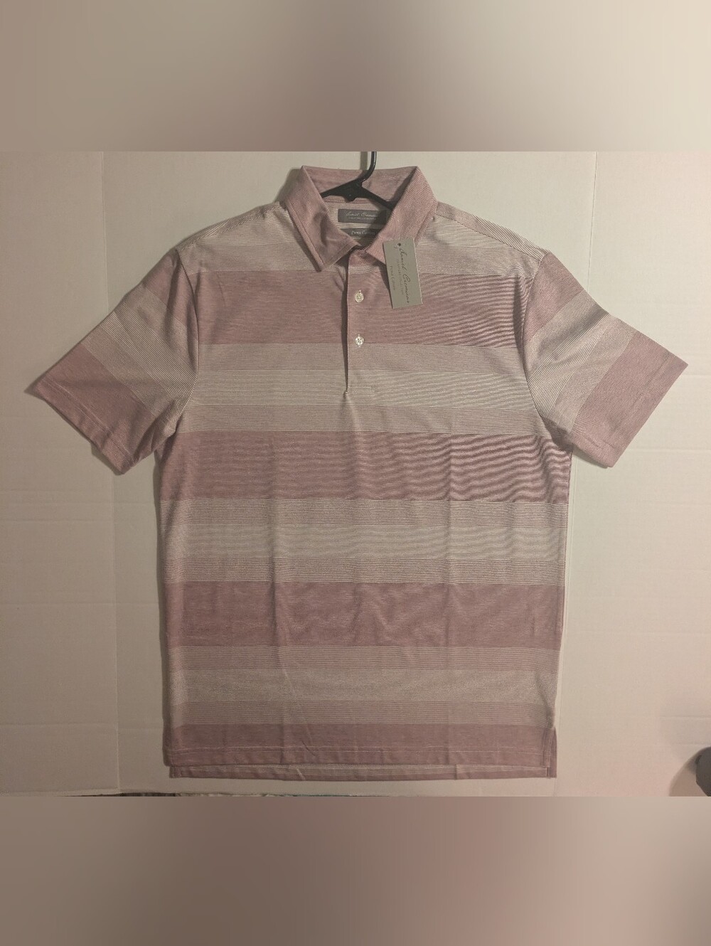Daniel Cremieux Men's Striped Pink Polo Shirt w/ Subtle White Bands- M (NWT)